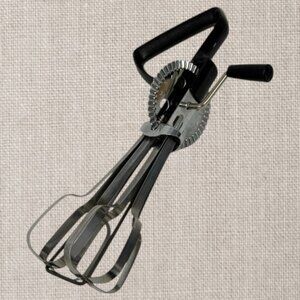 Vintage Ekco BEST Stainless-Steel Black Rotary Hand Mixer Egg Beater Tool USA